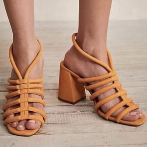 Free People Colette Cinched Heel - Hot Orange | Size 40